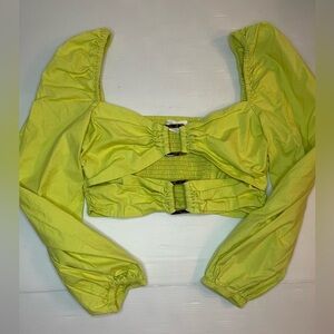 Lovers and Friends Delilah Crop Long Sleeve Lime Green Top Size Medium